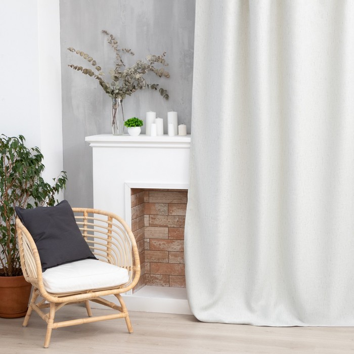 

Штора портьерная Этель «Классика» цвет светло серый, на шторн.ленте 145х265 см,100% п/э