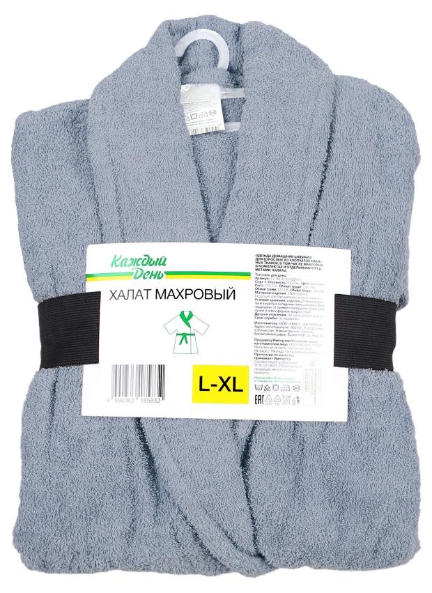 Халат Каждый день махровый серый, р L-XL