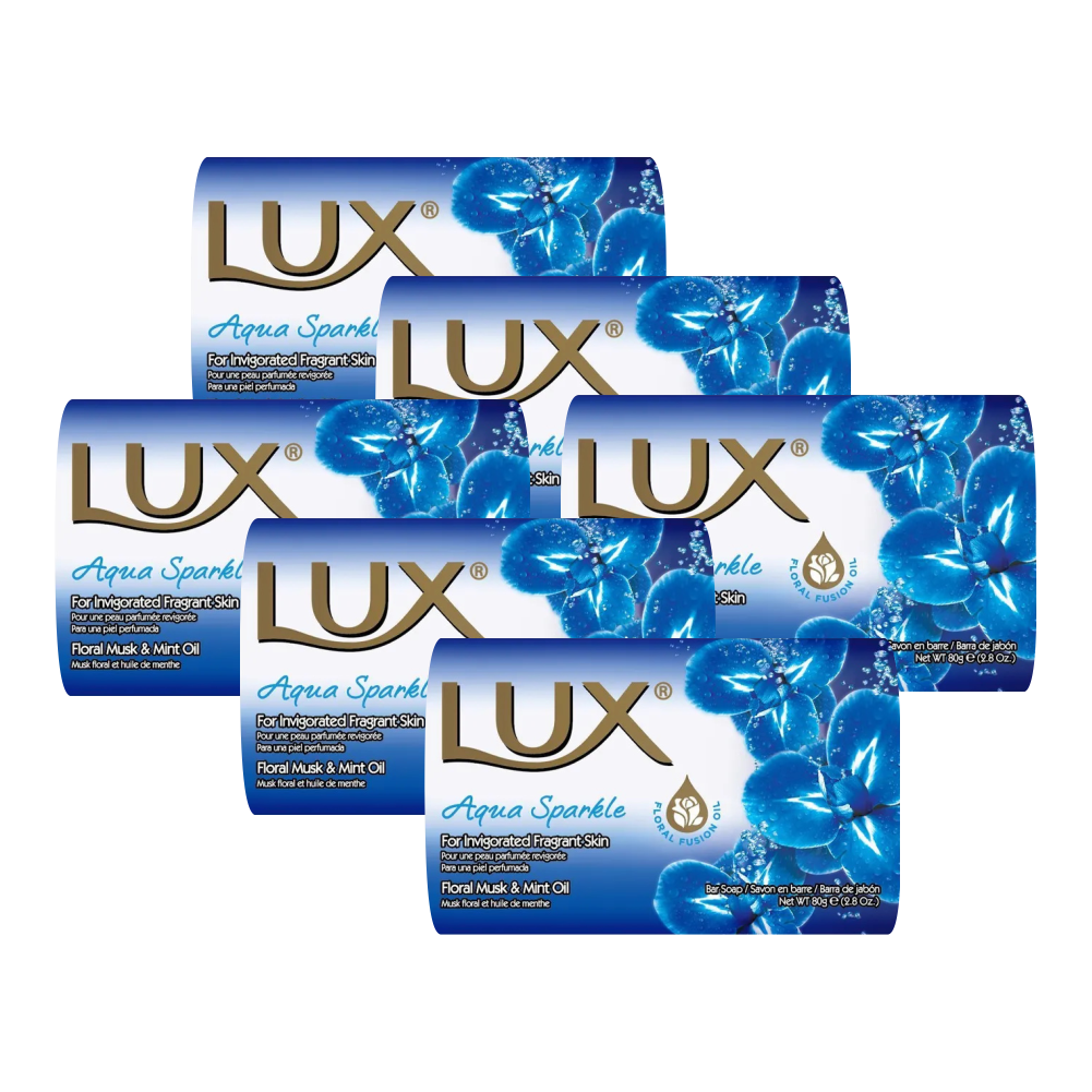 Комплект Мыло кусковое LUX Aqua Sparkle Цветочный мускус и мятное масло 80 г х 6 шт