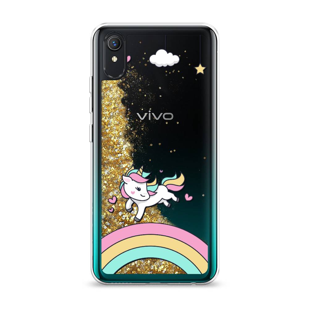 

Жидкий чехол с блестками "Единорог на радуге" на Vivo Y1s, 263290-1