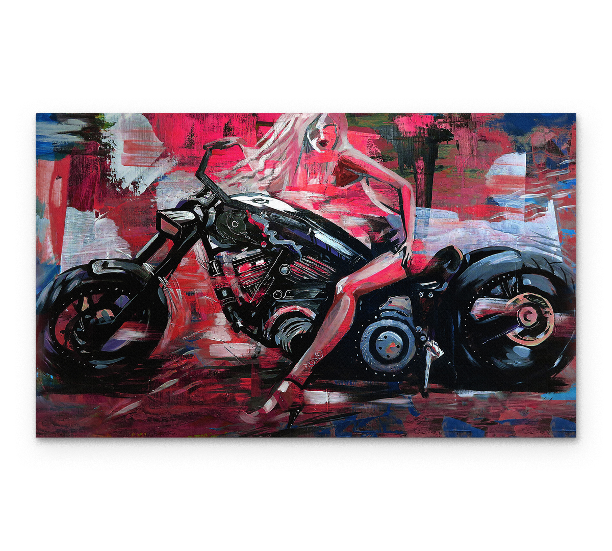 

Картина интерьерная на холсте Poly Print Art Мотоциклистка красный 30х20 см.