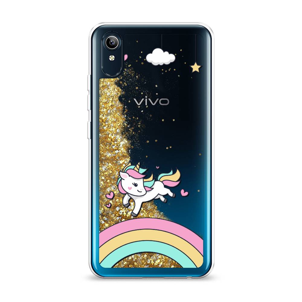 

Жидкий чехол с блестками "Единорог на радуге" на Vivo Y91c, 262890-1