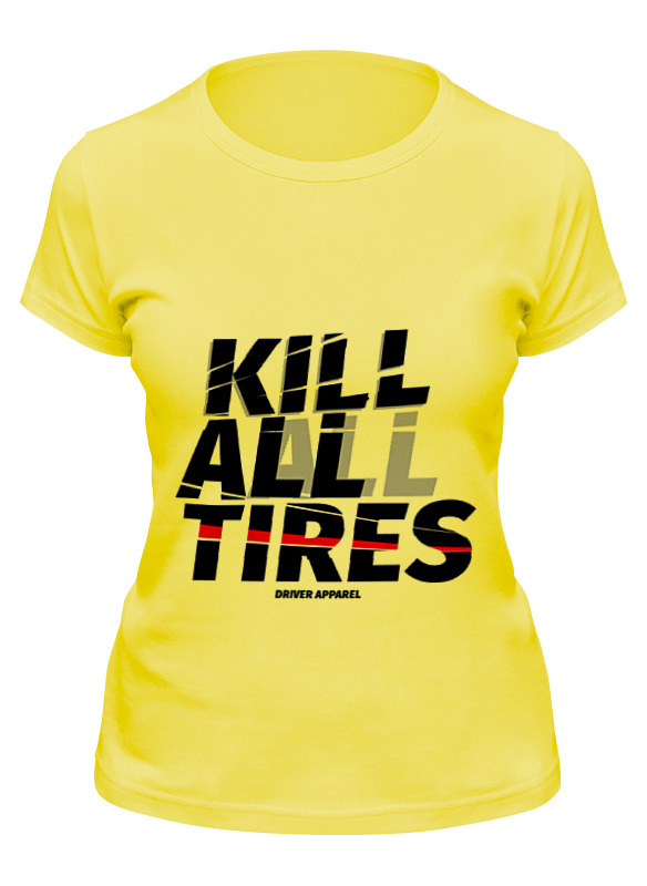 

Футболка женская Printio Kill all tires - drift car желтая 2XL, Желтый, Kill all tires - drift car