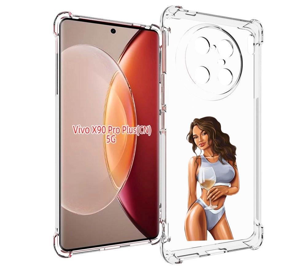 Чехол MyPads девушка-в-сером-купальнике- женский для Vivo X90 Pro Plus