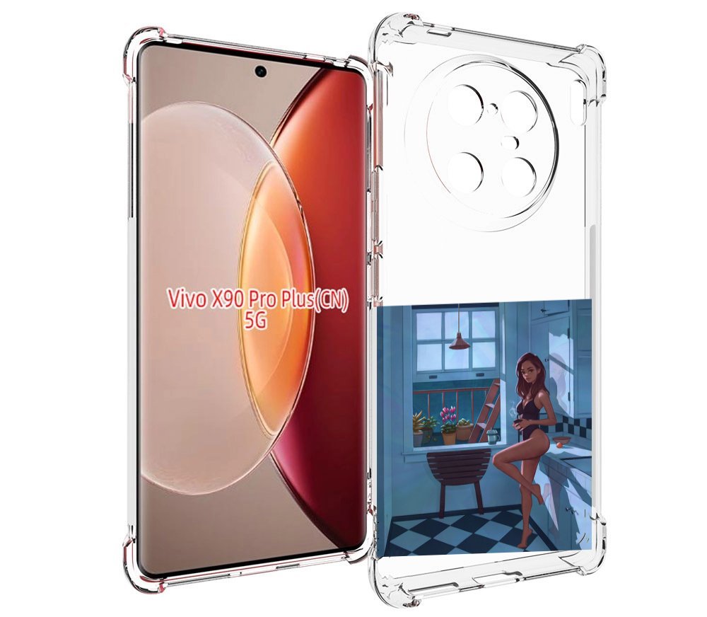 

Чехол MyPads девушка-на-кухне для Vivo X90 Pro Plus, Прозрачный, Tocco