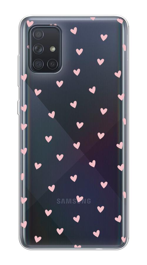 

Чехол на Samsung Galaxy A71 4G "Розовые сердечки паттерн", Розовый;прозрачный, 29050-1