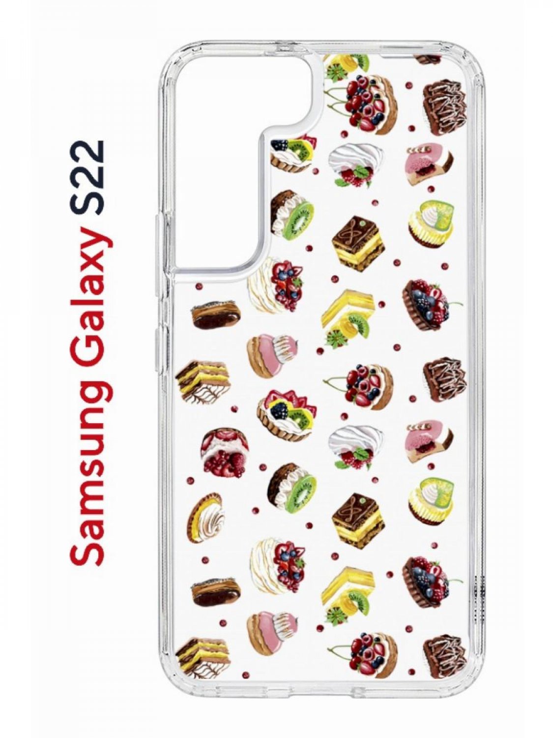 Чехол на Samsung S22 с принтом Kruche Print Cake,противоударный бампер,с защитой камеры