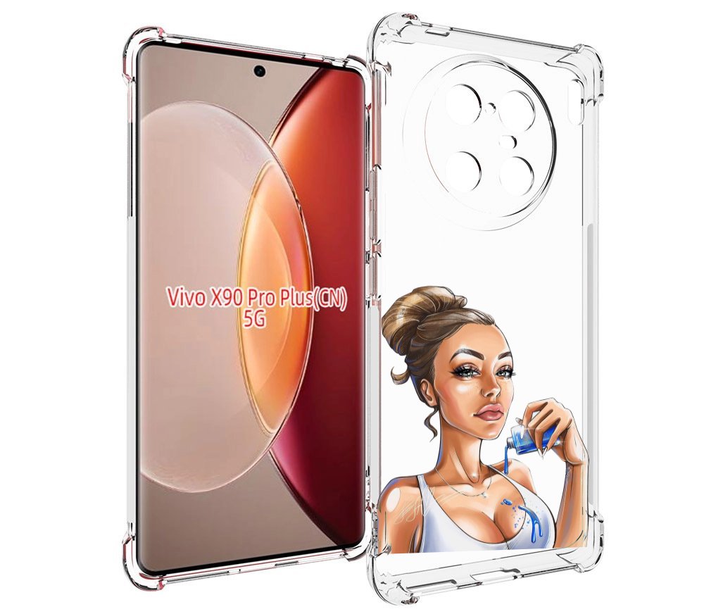 

Чехол MyPads девушка-пролила-краску женский для Vivo X90 Pro Plus, Прозрачный, Tocco