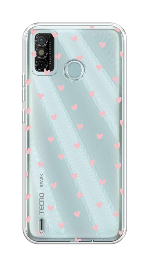 

Чехол на Tecno Spark 6 Go "Розовые сердечки паттерн", Розовый;прозрачный, 300250-1