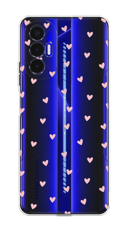 

Чехол на Tecno Pova 3 "Розовые сердечки паттерн", Розовый;прозрачный, 301550-1