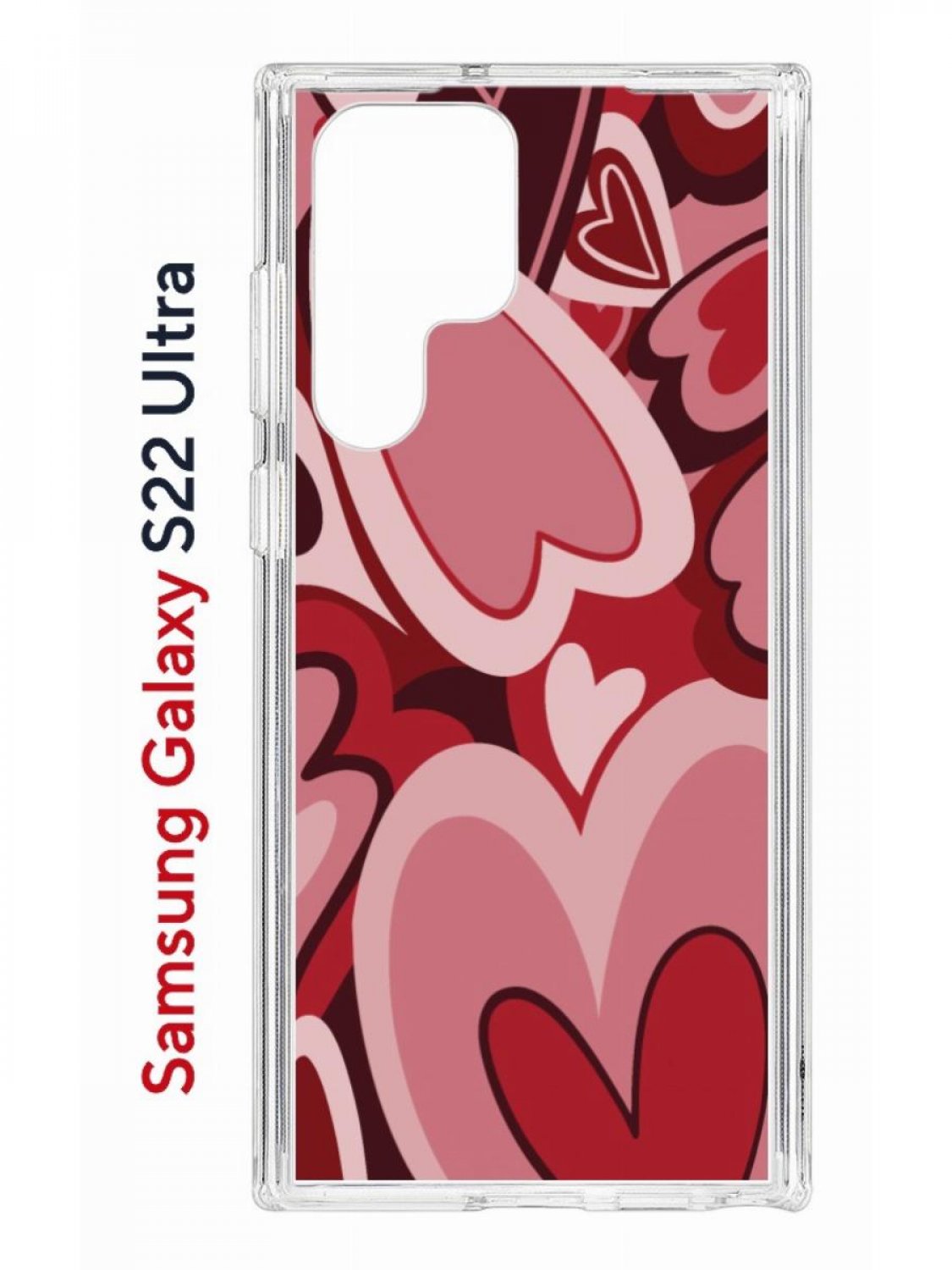 

Чехол на Samsung Galaxy S22 Ultra Kruche Print Сердечки,противоударный бампер с принтом, Прозрачный;красный;бордовый;коричневый, Самсунг Галакси с22 Ультра