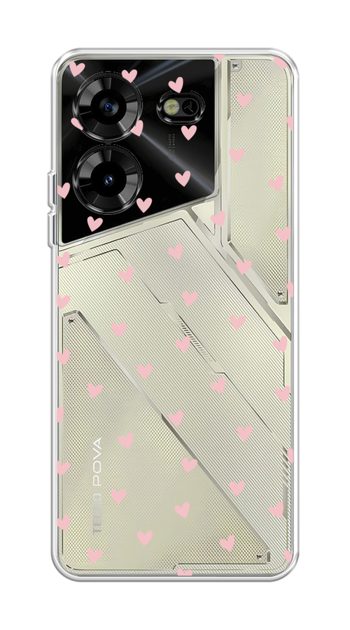 

Чехол на Tecno Pova 5 "Розовые сердечки паттерн", Розовый;прозрачный, 303950-1