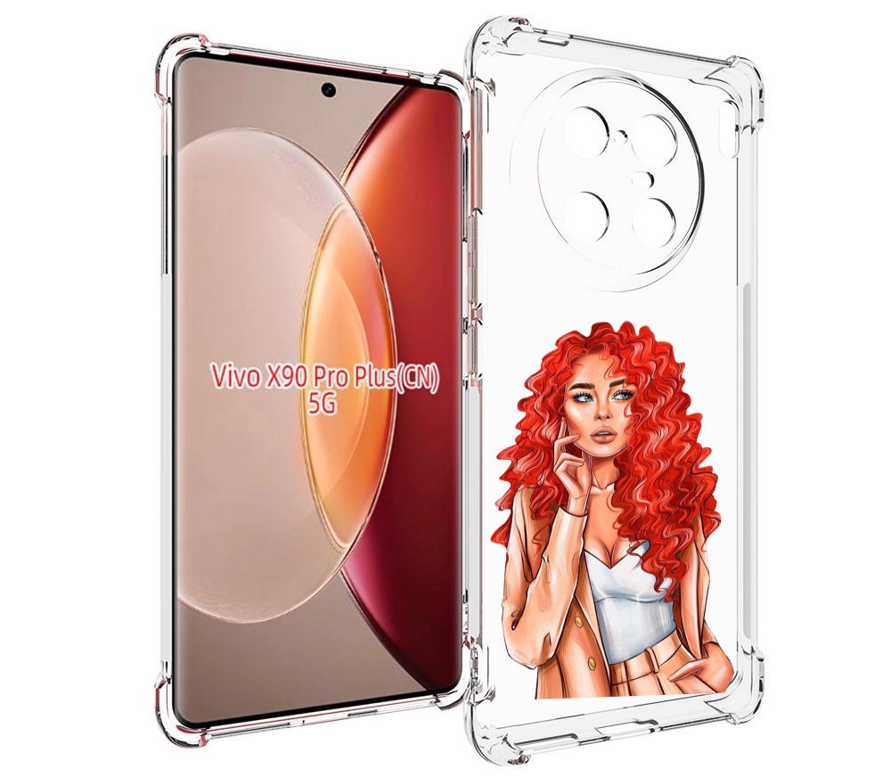 

Чехол MyPads девушка-с-яркими-волосами женский для Vivo X90 Pro Plus, Прозрачный, Tocco
