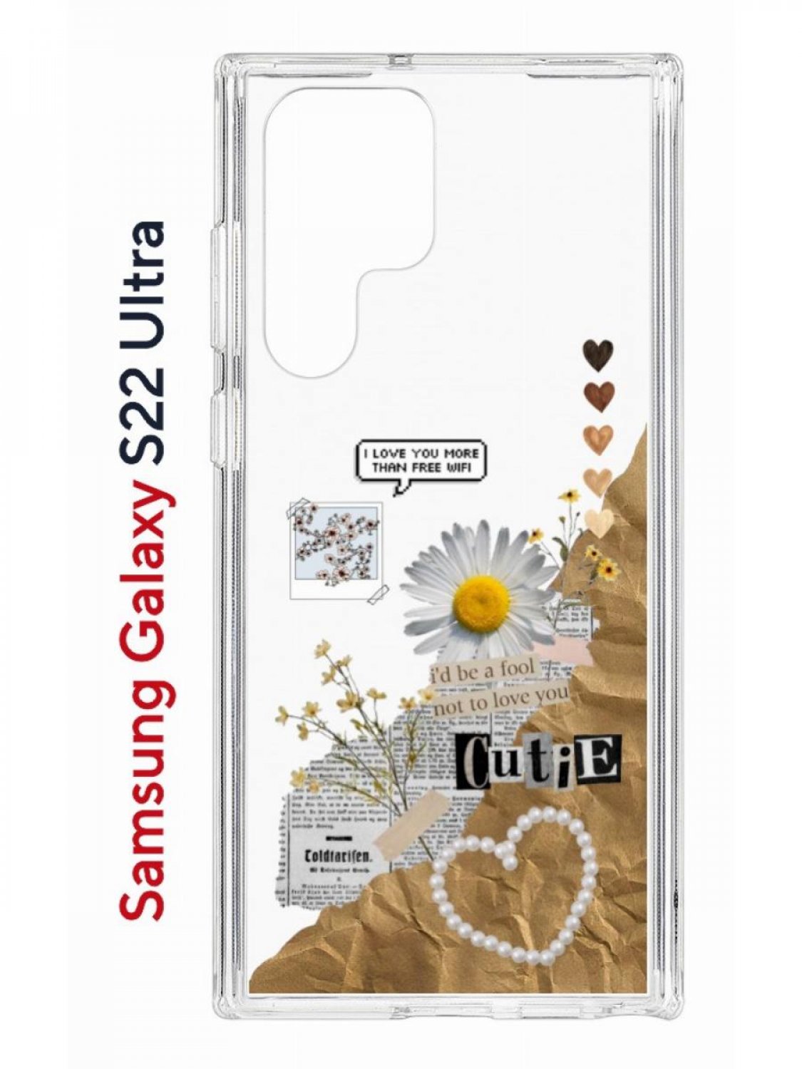 Чехол на Samsung S22 Ultra Kruche Print Крафтовые наклейки,противоударный бампер с принтом