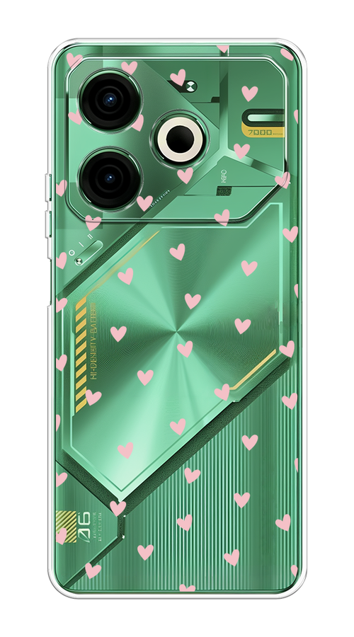 

Чехол на Tecno Pova 6 Neo "Розовые сердечки паттерн", Розовый;прозрачный, 309050-1