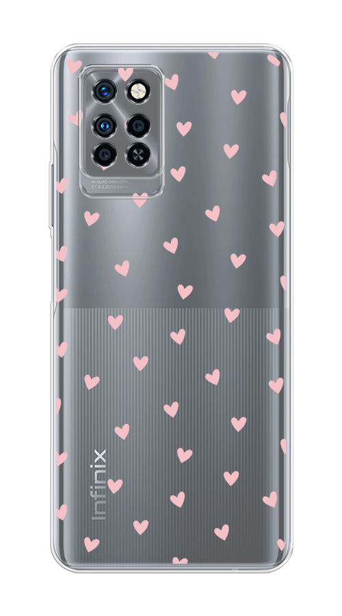 

Чехол на Infinix Note 10 Pro "Розовые сердечки паттерн", Розовый;прозрачный, 3100150-1