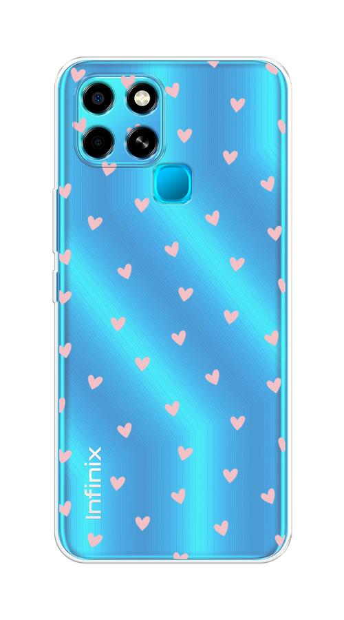 

Чехол на Infinix SMART 6 "Розовые сердечки паттерн", Розовый;прозрачный, 3101050-1