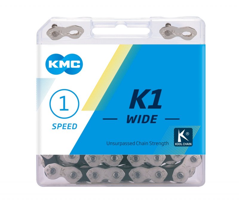 

Цепь K1-WIDE 112 звеньев, 1/2"х1/8" KMC, Серебристый;черный, K1-WIDE