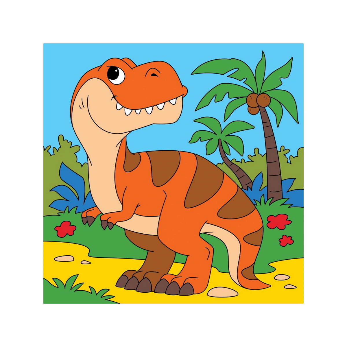 Картина по номерам Рыжий кот Хитрый динозаврик, 15х15 см
