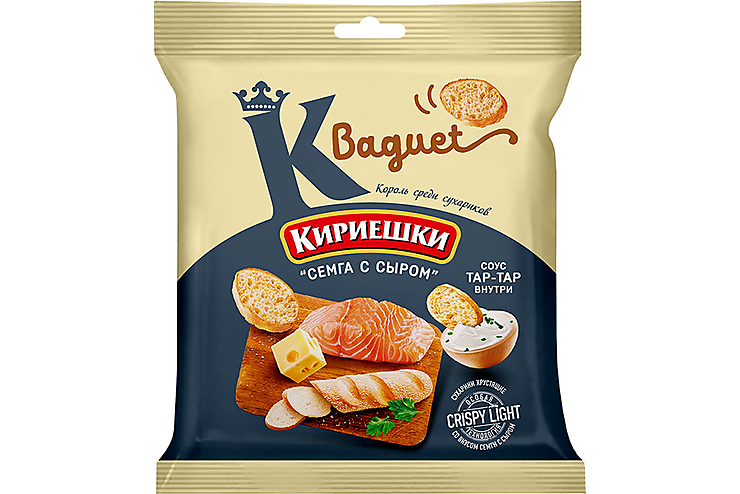 «Кириешки Baguet», сухарики со вкусом «Семга с сыром» и с соусом тар-тар, 70 г, (5шт.)