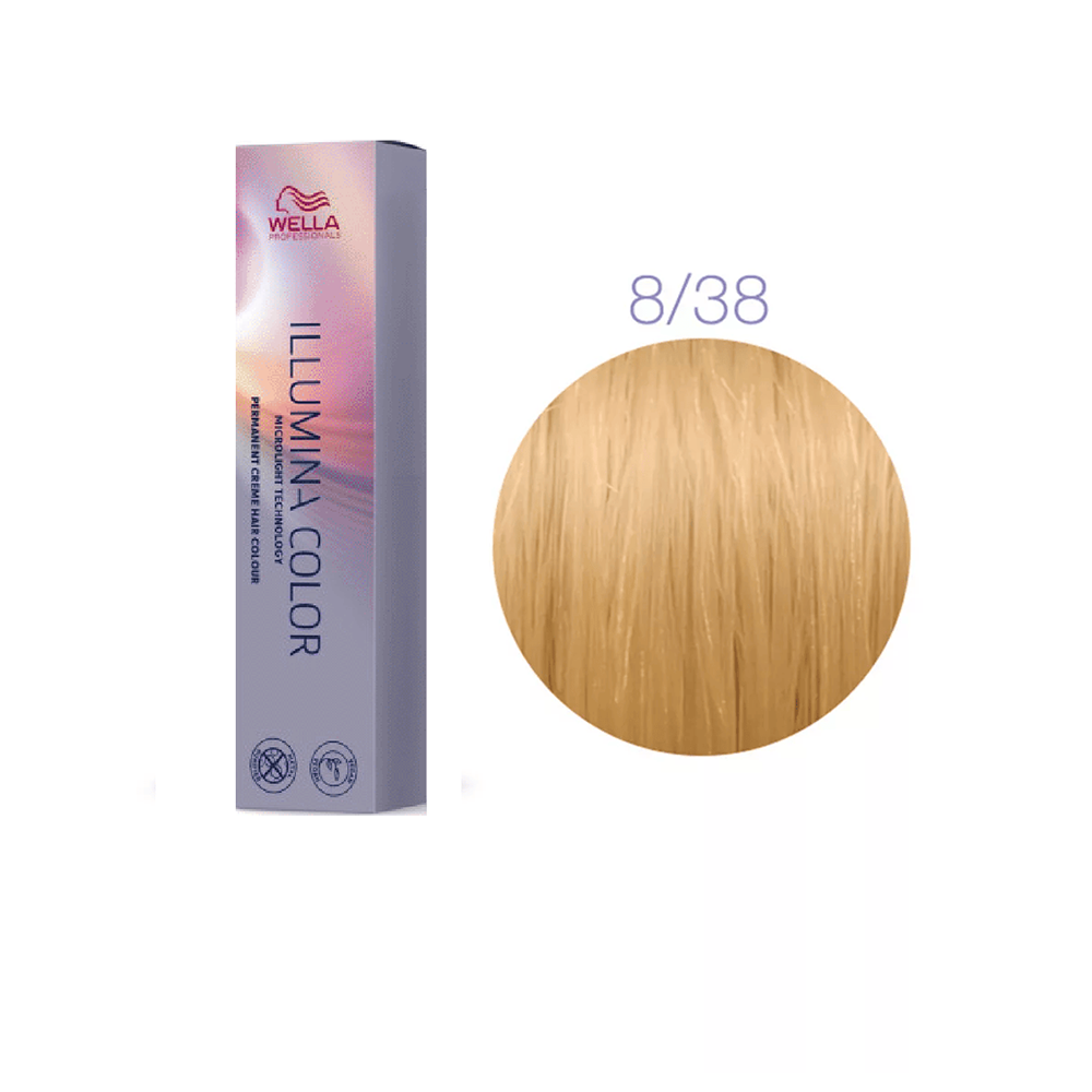 Краска для волос Wella Illumina Color 8/38 Светлый блонд золотисто-жемчужный 60 мл