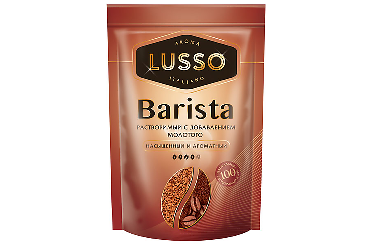 «LUSSO», кофе Barista, молотый в растворимом, 75 г, (2шт.)