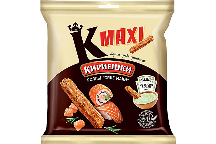 Кириешки Maxi, сухарики со вкусом роллов и с соусом со вкусом васаби Heinz, 75 г, (5шт.)