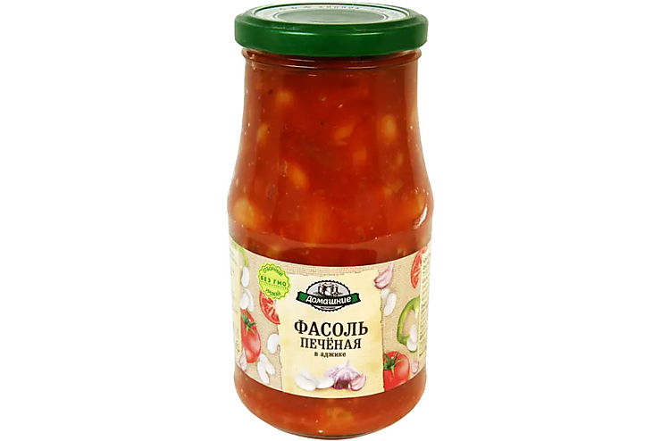 «Домашние заготовки», фасоль печеная в аджике, 530 г, (2шт.)
