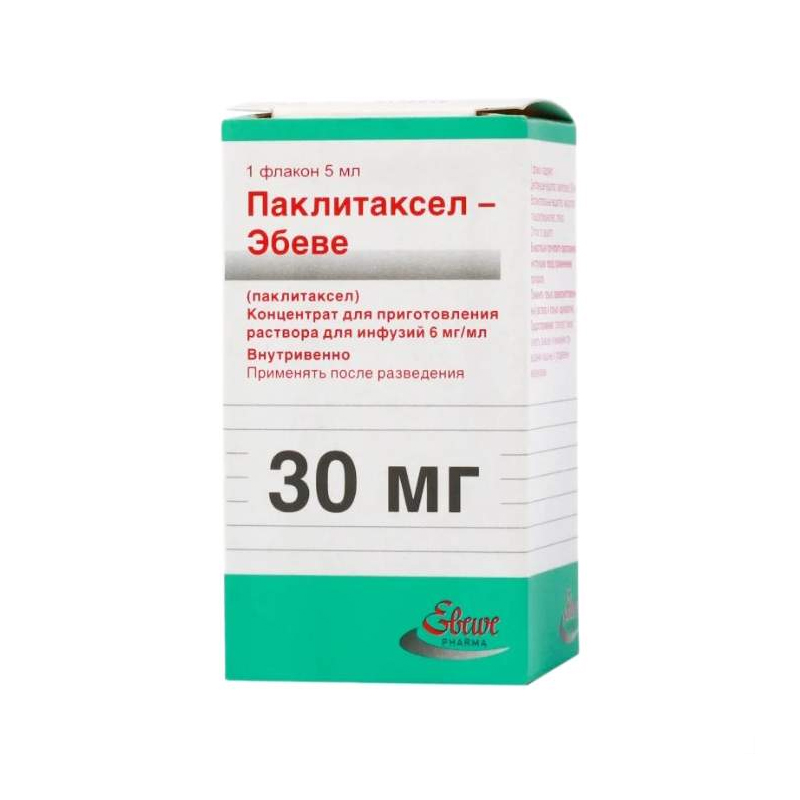 Купить Паклитаксел-Эбеве концентрат для раствора для инфузий 6 мг/мл флакон 5 мл, EBEWE Pharma