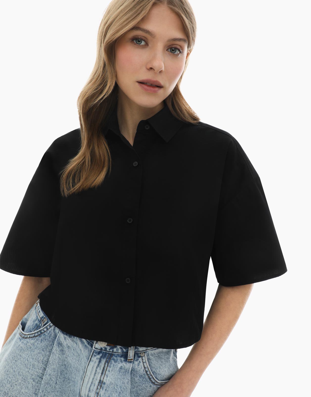 Рубашка женская Gloria Jeans GWT003024 черная 2XS