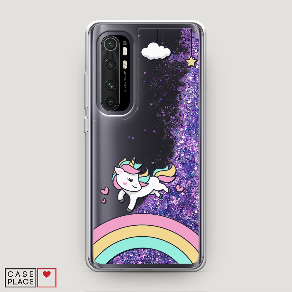 

Жидкий чехол с блестками "Единорог на радуге" на Xiaomi Mi Note 10 lite, 38492-1