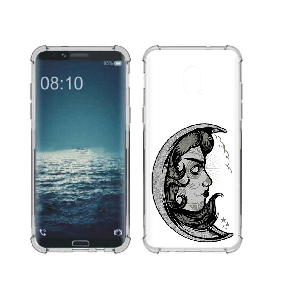 

Чехол MyPads Tocco для Samsung Galaxy J3 черно белая луна с лицом (PT226926.574.680), Прозрачный, Tocco