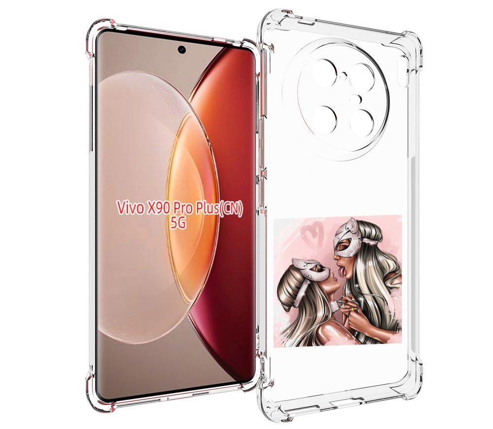 

Чехол MyPads девушки-поцелуй женский для Vivo X90 Pro Plus, Прозрачный, Tocco