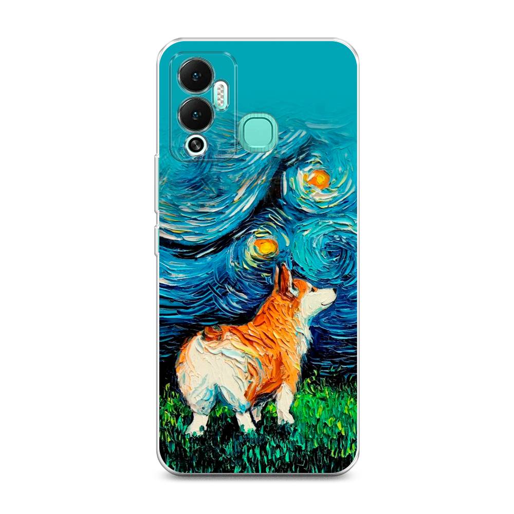 

Чехол на Infinix Hot 12 Play "Корги звёздная ночь", Коричневый;белый;зеленый, 3101750-1