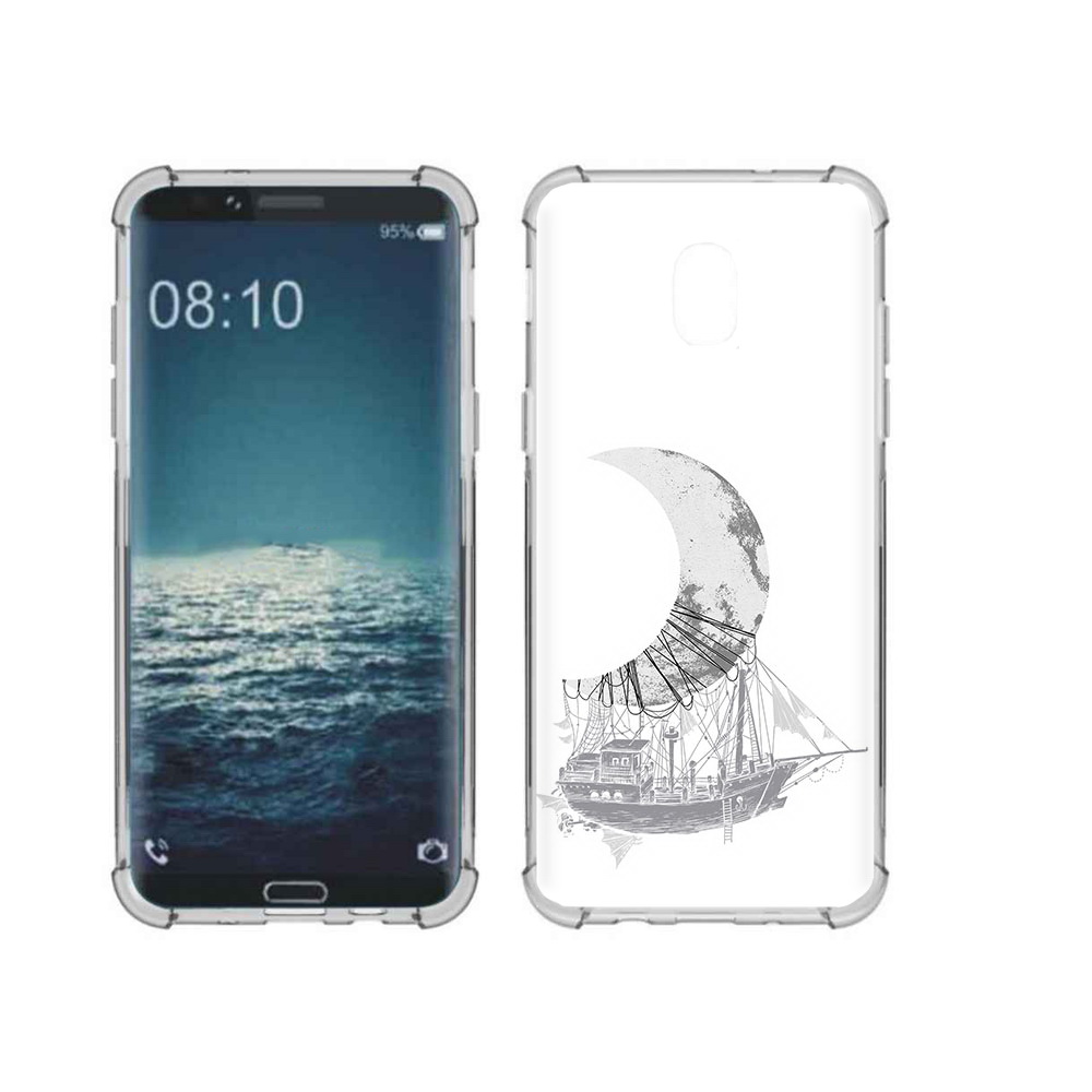 

Чехол MyPads Tocco для Samsung Galaxy J3 черно белый корабль полумесяц (PT226926.574.684), Прозрачный, Tocco