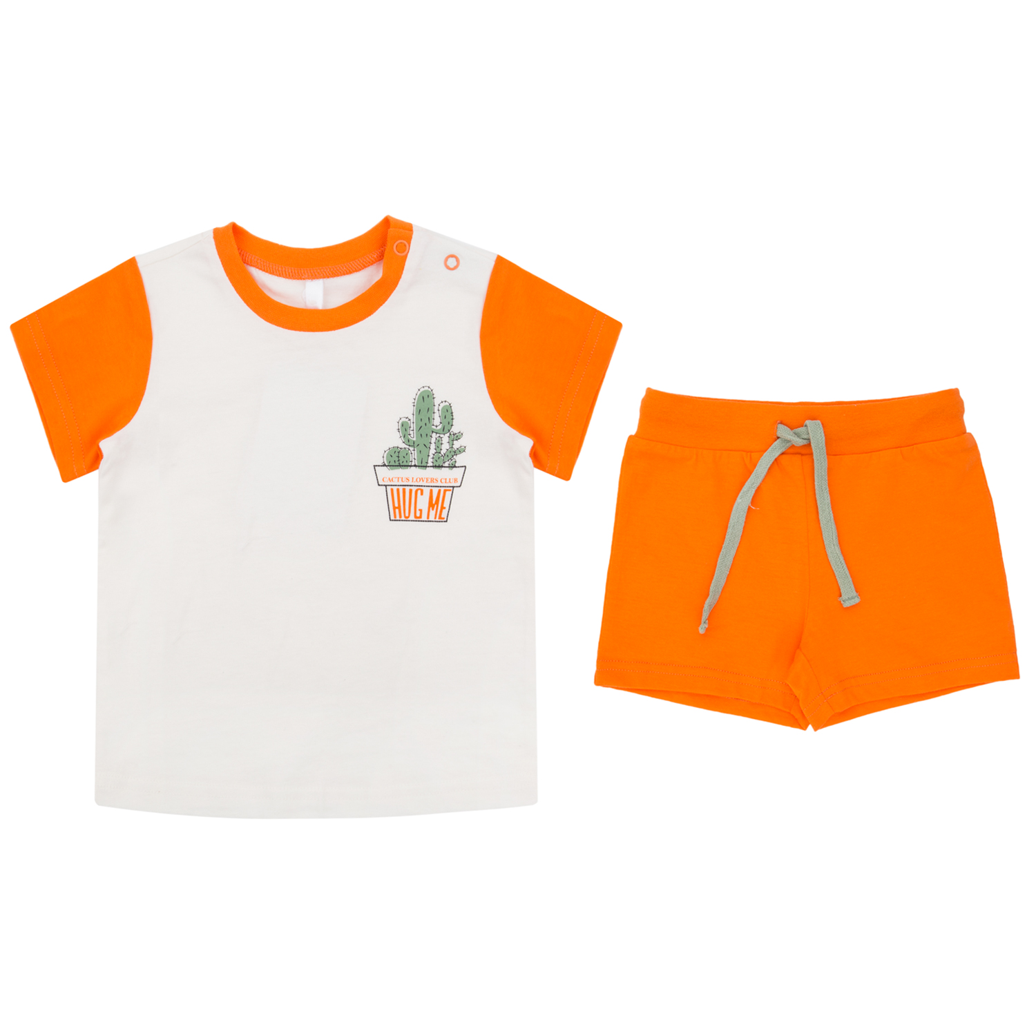 фото Комплект футболка/шорты для детей leader kids лкл2121154074ку03у молочный/оранжевый 74