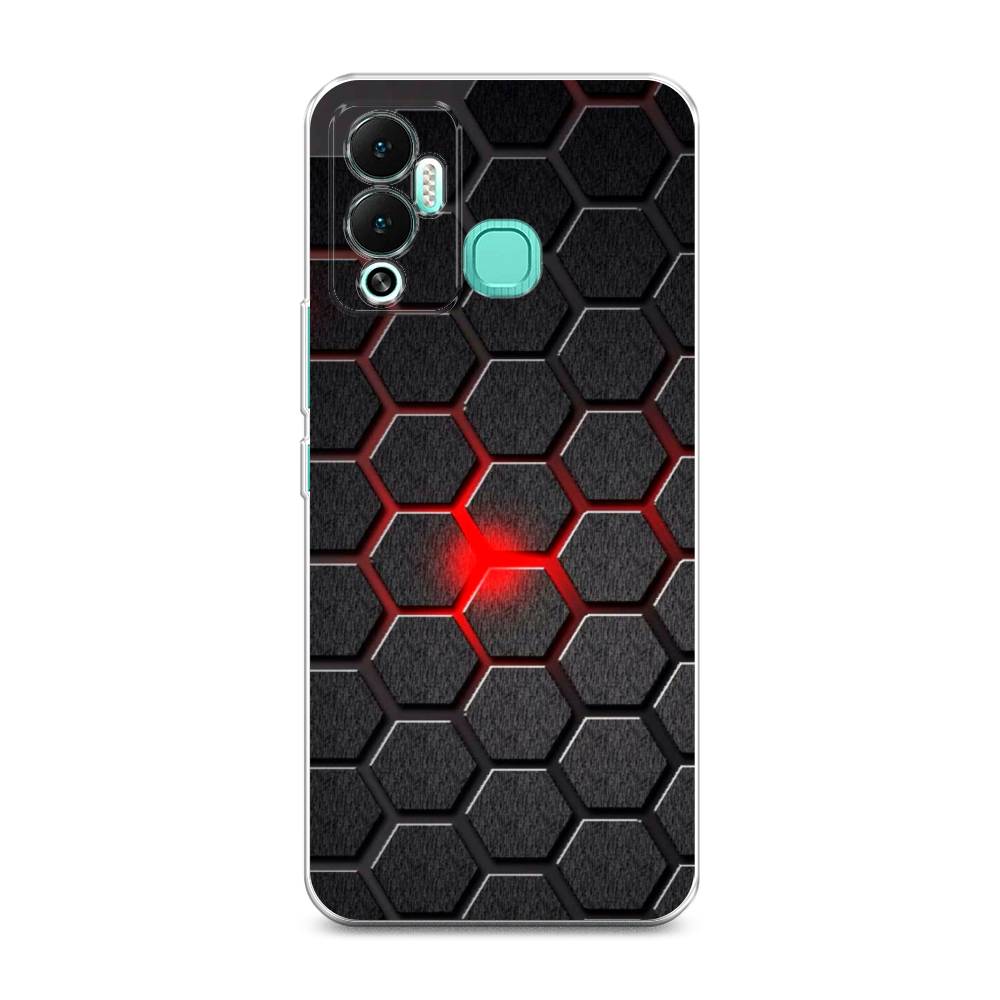 

Чехол на Infinix Hot 12 Play "Соты красные", Красный;черный;серый, 3101750-3