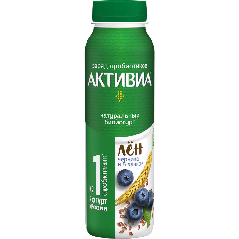 

Биойогурт питьевой Активиа черника, лён и злаки, 1,6%, 260 г