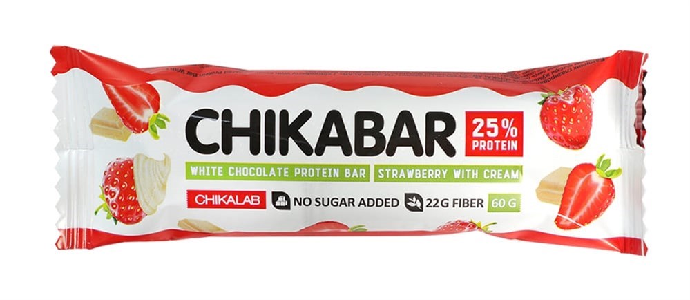 фото Протеиновый батончик chikalab protein клубника со сливками, 60г