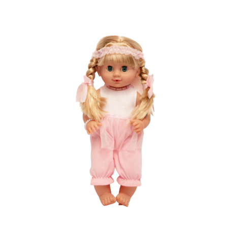 фото Кукла милая малышка, 7 функций, с косичками, в розовом комбинезоне malishka030 nobrand