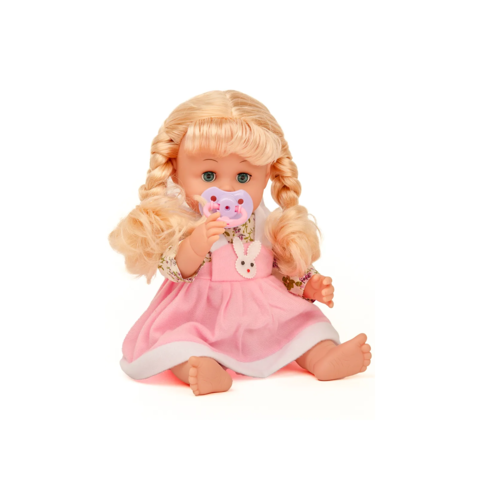 фото Кукла милая малышка, 7 функций, с косичками, в розовом платье (зайчик) malishka031 nobrand