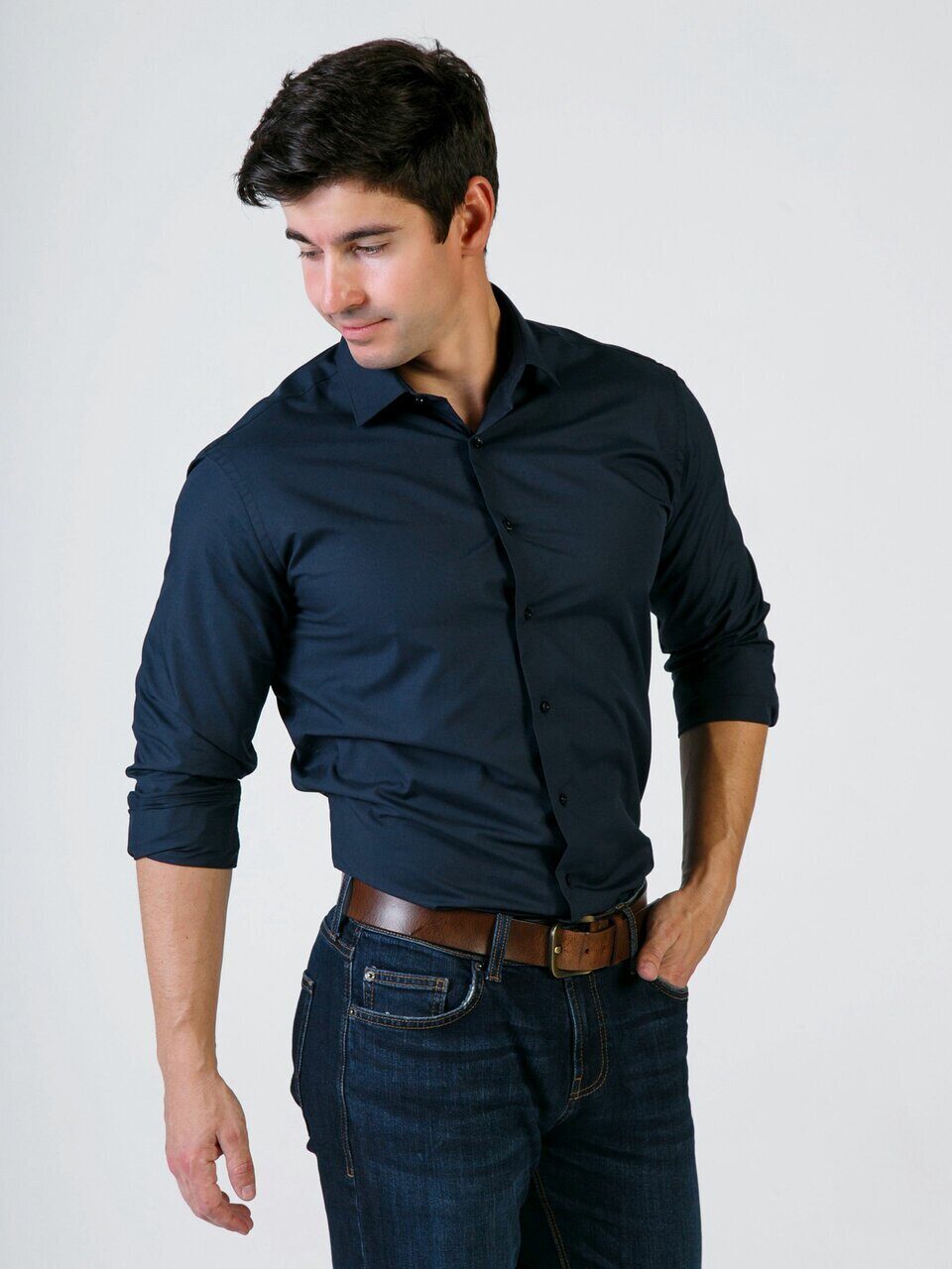 

Рубашка мужская WOMEN MEN WMOD21B09 синяя 39, WMOD21B09