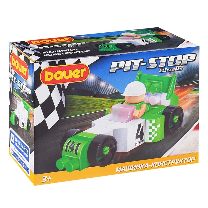

Bauеr Гоночная машина "Pit Stop", цвет зеленый, черный, белый