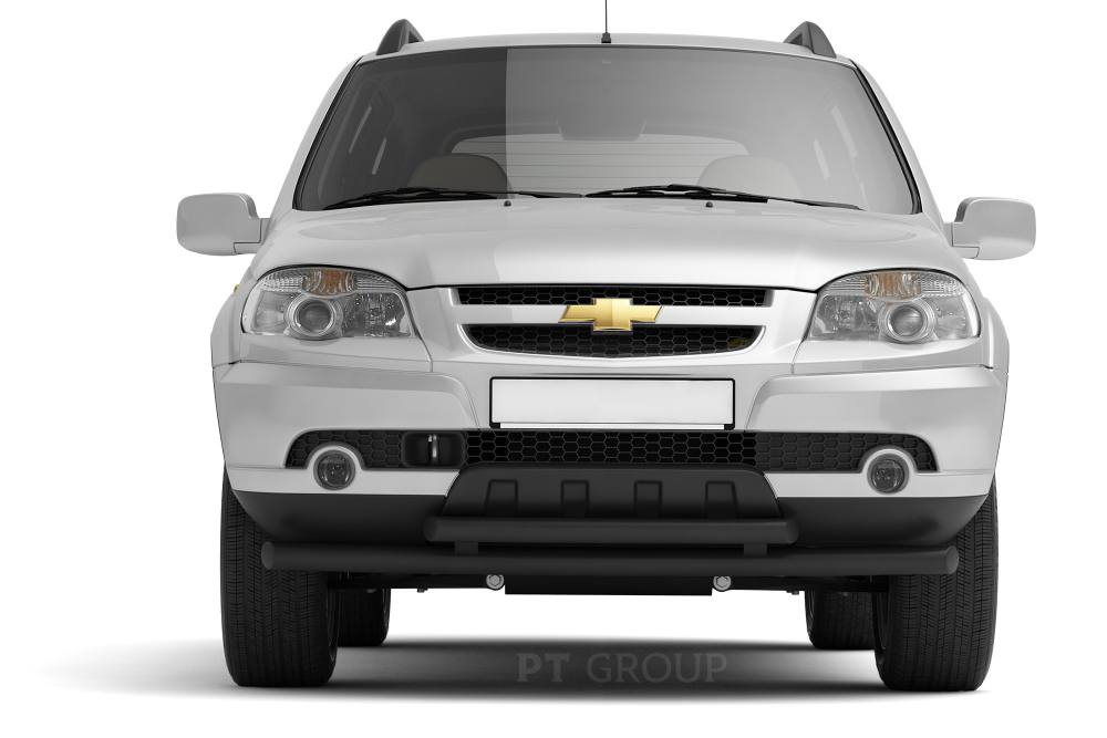 

Защита пер бампера двойная d=63/51 мм ШАГРЕНЬ(ППК)Chevrolet Niva 2009-2020,Lada Niva Trave, LNV330202