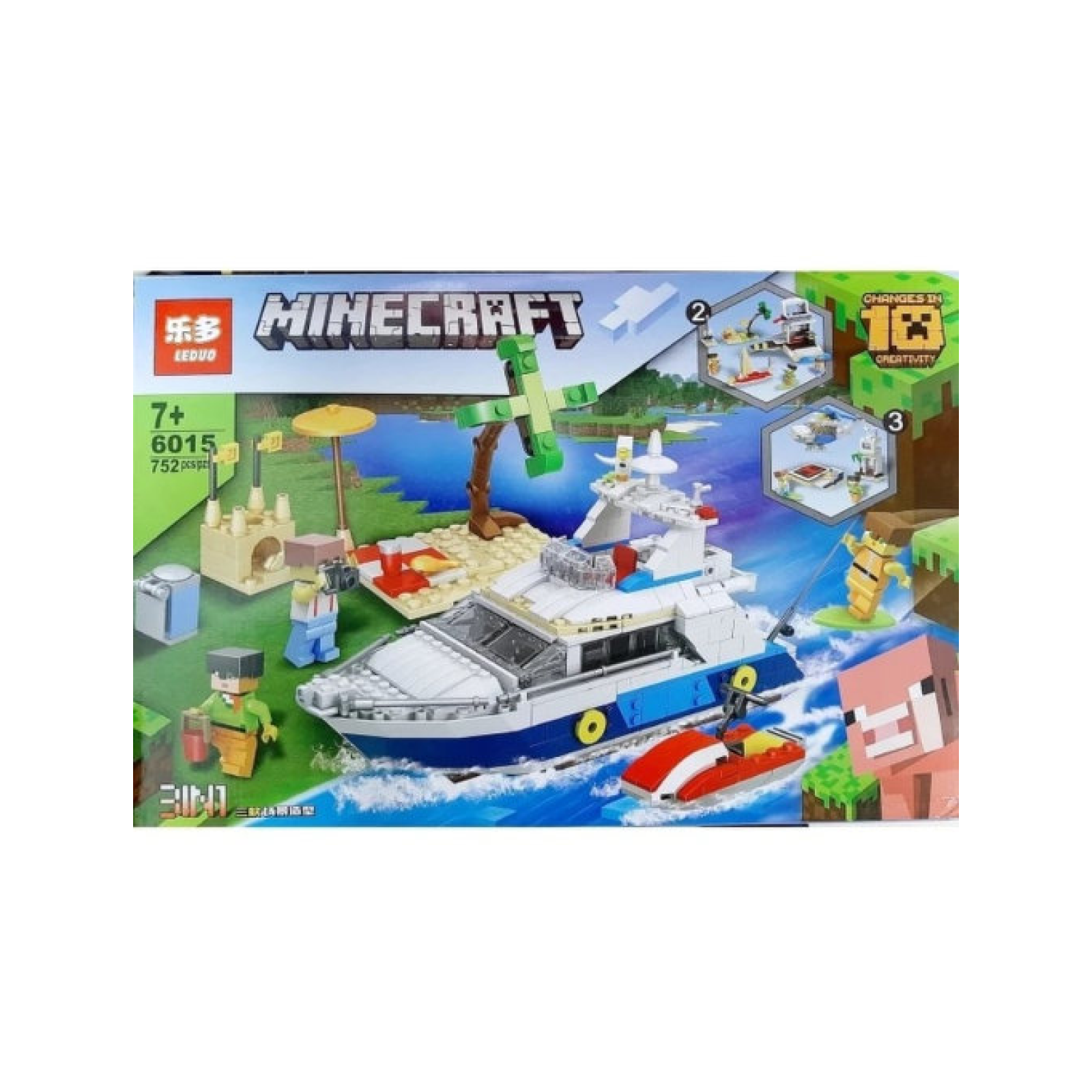 

Конструктор Minecraft My World Катер 752 детали 3 в 1