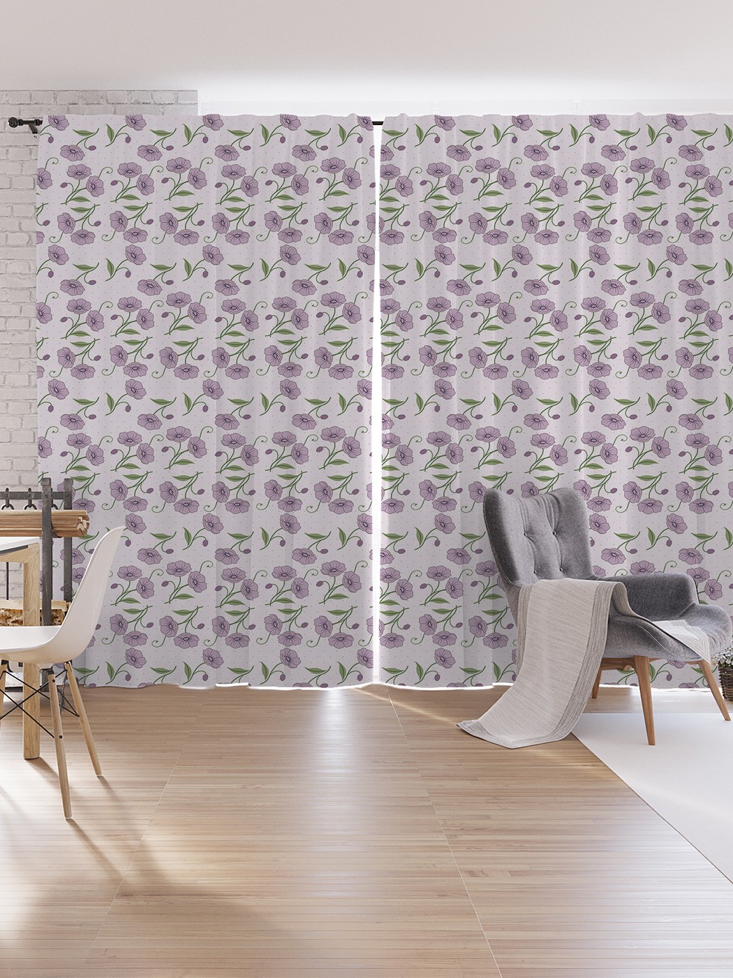 

Шторы под лён JoyArty "Элегантные цветы", серия Oxford DeLux, 340х265 см, Элегантные цветы