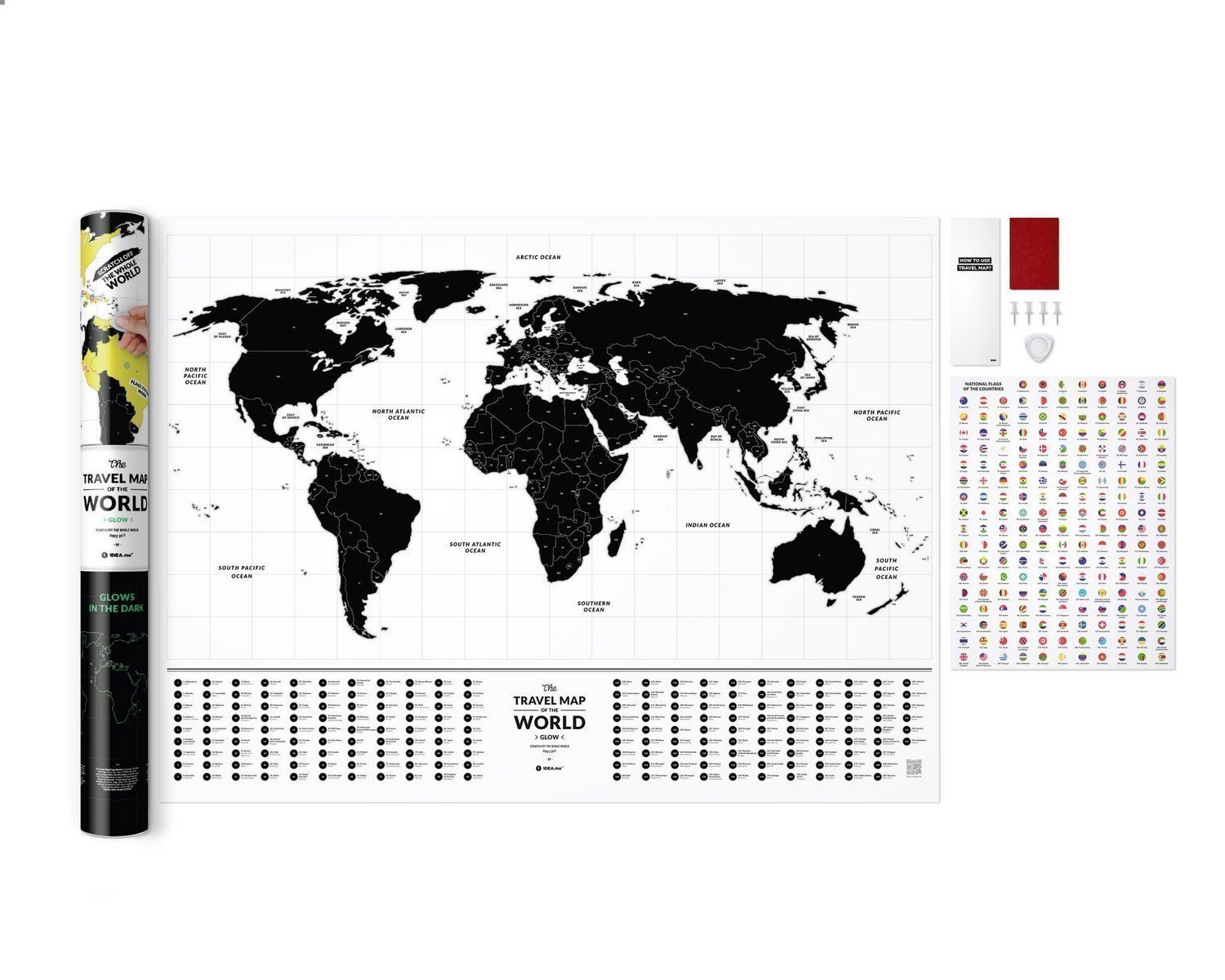 

Скретч-карта светящаяся Travel Map Glow World 80*60 см