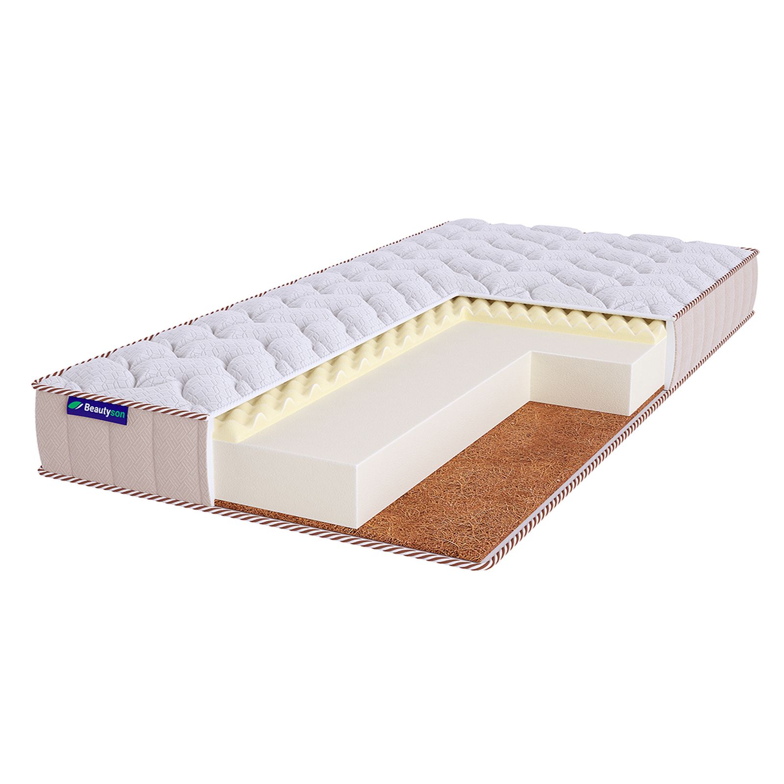 

Матрас BeautySon Roll Foam 10 Massage Cocos Lux бесклеевой 115x186x14, Белый, Roll Foam 10 Massage Cocos Lux