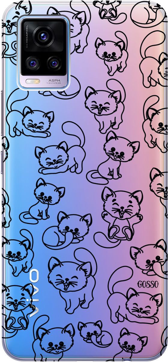 

Силиконовый чехол на Vivo V20 "Cute Kitties" прозрачный, Прозрачный;черный, 159674