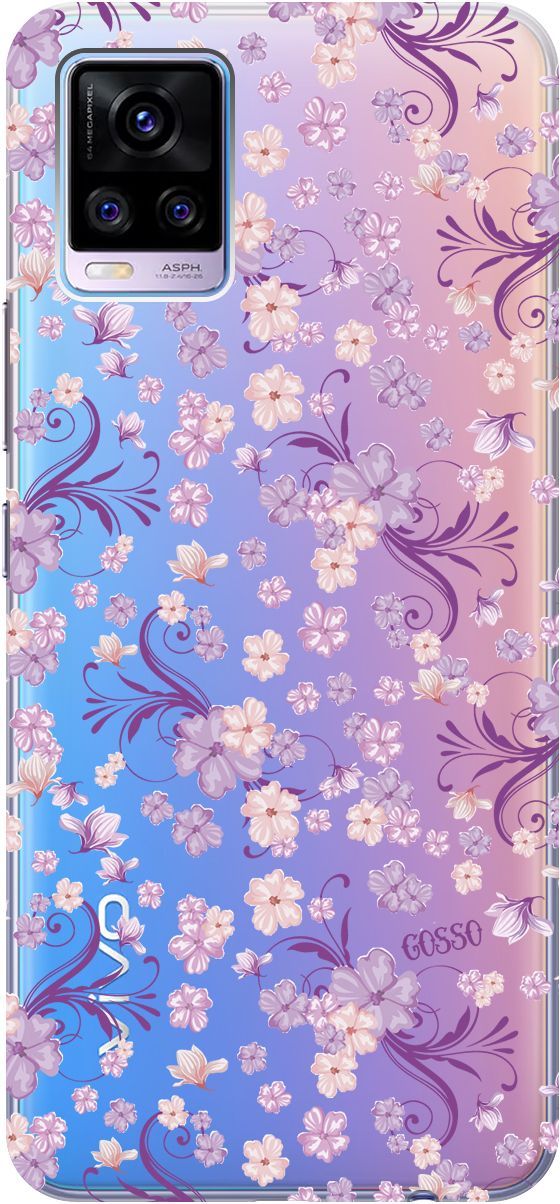 

Силиконовый чехол на Vivo V20 "Lilac Flowers" прозрачный, Прозрачный;фиолетовый, 159674